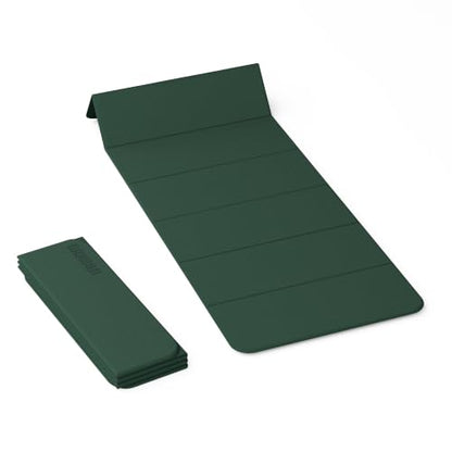 Yoga Mat Thick 10mm, Foldable Yoga Mat 75 x 26 x 0.4 Inches | Portable Workout Mat | Thick Cushioning Surface | Home Gym Exercise Mat | Pilates & Yoga Training - color: Dark green