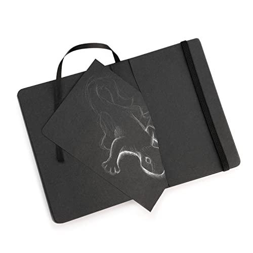Pentalic - 4" x 6" Traveler Midnight Sketch Black Paper Journal, 160 Pages, Black - size: 4-inch x 6-inch, Black