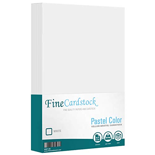 Color Cardstock Paper 67 Vellum Bristol, Sizes: 8.5 x 11 | 11 x 17 | 8.5 x 14 |1 Ream of 250 Sheets per Pack. (8.5 x 14, White) - color: White, size: 8.5 x 14