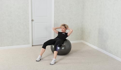 Black Mountain Products Professional Grade Exercise Stability Yoga Ball, Foot Pump, Ball Plug, Plug Puller, 2000 Pounds Static Weight Capacity Antiburst - color: Black, size: 65 cm
