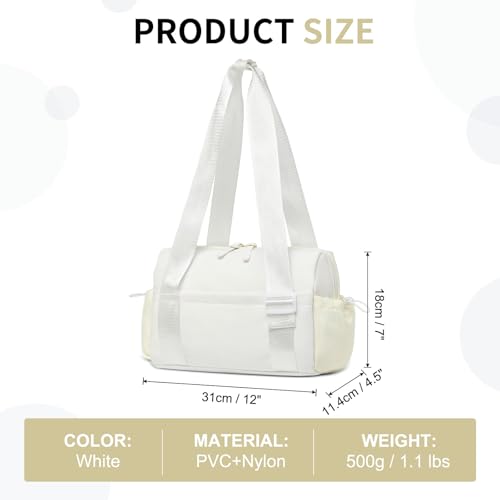 Mini Gym Bag, Small Gym Bag w/Wet Compartment for Women White - color: White