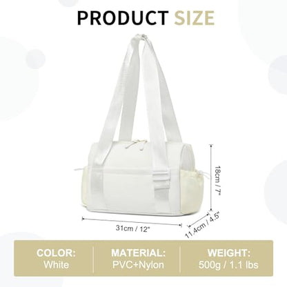 Mini Gym Bag, Small Gym Bag w/Wet Compartment for Women White - color: White