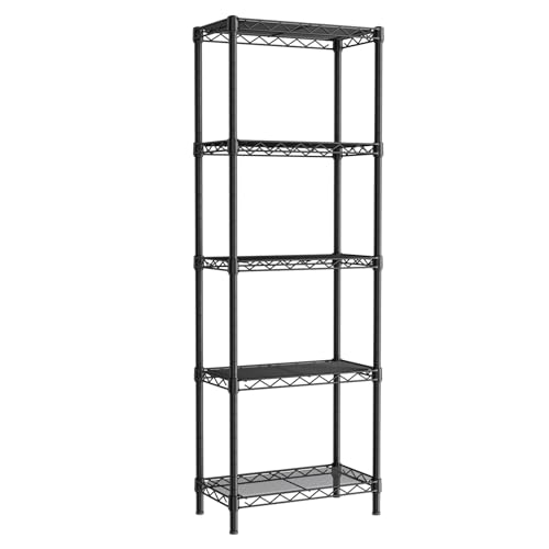 Golpart 5Tier Adjustable Storage Shelves Metal Wire Shelving Standing Shelf - color: Black, size: 5-tier-10"Dx16"Wx55"H