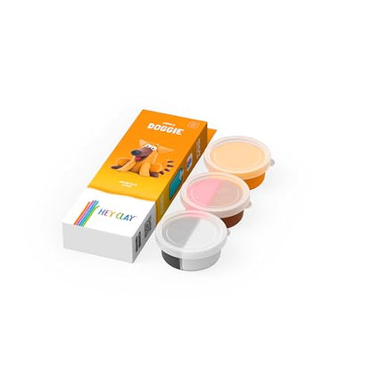 Hey Clay Animals - Claymate Doggie - Colorful Modeling Air Dry Clay for Kids - Air Dry Clay Kit 3 Cans with Fun Interactive App - color: Doggie