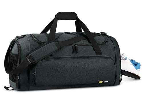 MIER Large Gym Bag for Men 60L Duffel Bag with Shoe Compartment | Lightweight & Durable Sports Duffles; Suited for Workout Fitness Travel Weekender; Water Resistant; Adjustable Shoulder Strap - color: Dark Gray