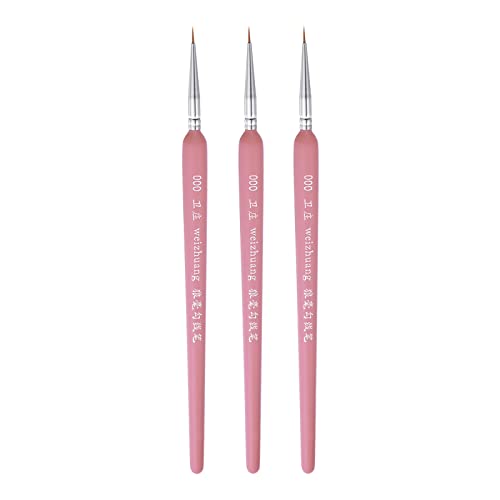HARFINGTON 3pcs Detail Paint Brushes 6mm Pointed Tip 180mm Length Nylon Hair Miniature Painting Brush for Watercolor Oil Acrylic Painting(000#), Pink - color: Pink, size: 000# 6mm