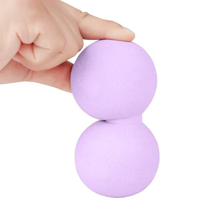 Double Lacrosse & Micro-Elastic Peanut Massage Ball - Myofascial Release Tool for Muscle, Back, Foot, and Physical Therapy, Mobility Roller for Acupressure and Relaxation (Purple) - color: Purple