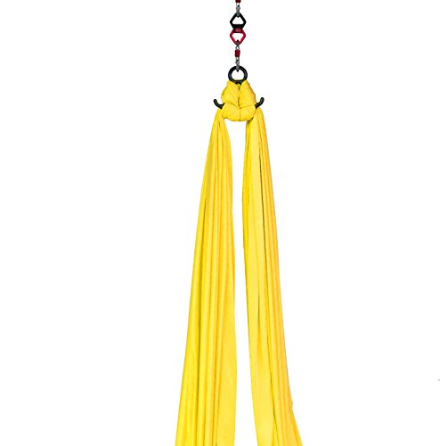 Durable Aerial Silks Starter Kit with 11-Yard Yoga Hammock & Hardware | Aerial Swing for Acrobatic Flying Yoga & All Levels, Aerial Rigging Point up to 14ft, Durable, Safe - color: Yellow