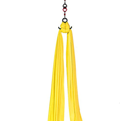 Durable Aerial Silks Starter Kit with 11-Yard Yoga Hammock & Hardware - color: Yellow