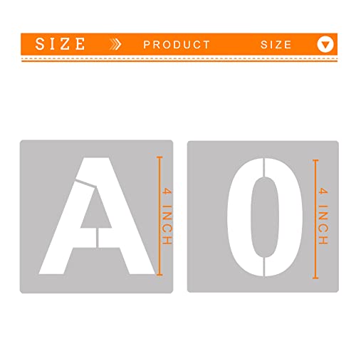 4'' Letter Stencils and Numbers Reusable Plastic, 36 Pc Alphabet Art Craft Stencils, Number Symbol Templates for Wood, Wall, Fabric, Rock, Chalkboard, Signage - color: 4 inch