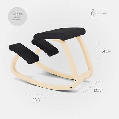 Varier Ergonomic Kneeling Chair, Rocking Knee Stool for Home Office Desk - color: Naturalal/Black Tonal