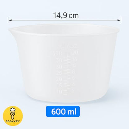 4-Pack Silicone Measuring Cups for Resin – 600ml, 350ml, 250ml Reusable Non-Stick Mixing Cups with Accurate Scale for Crafts, Baking, and DIY Projects - COOKKEY