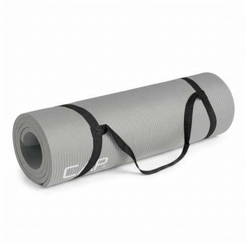 CAP Barbell 1/2-Inch High Density Exercise Yoga Mat with Strap | Multiple Options - color: Gray, style: Yoga Mat