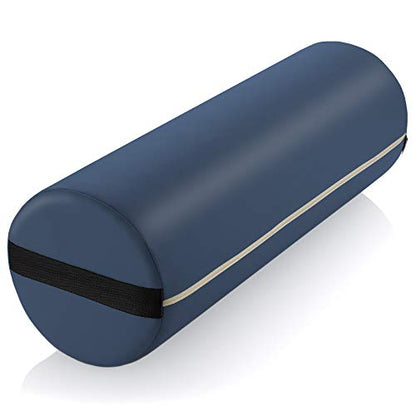 Saloniture Jumbo Round Massage Table Bolster Pillow Pad - 26 x 9 Inch - Blue - color: Blue