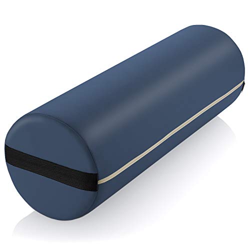 Saloniture Jumbo Round Massage Table Bolster Pillow Pad - 26 x 9 Inch - Blue - color: Blue