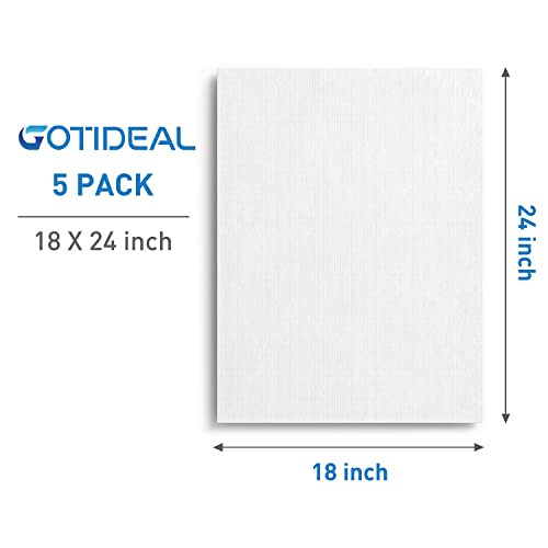 Canvases for Painting, 18x24 inch of 5 Pack, 100% Cotton | Professional Primed White Blank Flat Canvas Panels, Artist Canvas Boards for Acrylics Painting, Oil Watercolor Tempera - size: 18"x24"