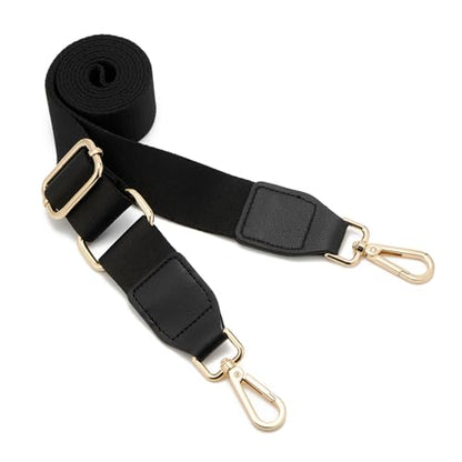 ZOOEASS Wide Shoulder Strap (Solid),Adjustable Replacement Belt Crossbody Canvas Bag Handbag - color: Black Gold Leather