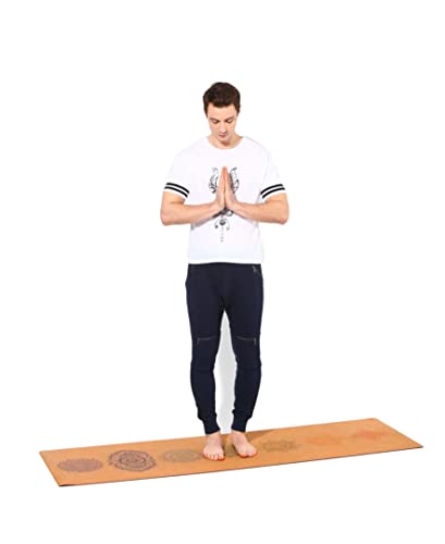 Shakti Warrior Chakra Cork Yoga Mat, Extra Long, 84 x 27 Inch, 2mm Thick