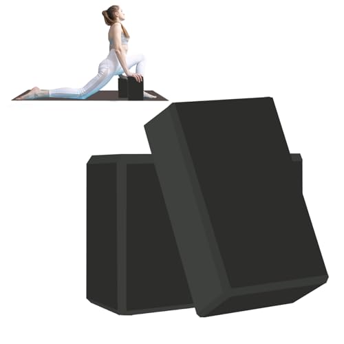 Yoga Block - Unsupported Latex Eva foam - Soft non slip surface with bevel for yoga, pilates, meditation - Yoga accessories for stability, balance and deep stretching - color: black-2 Pack