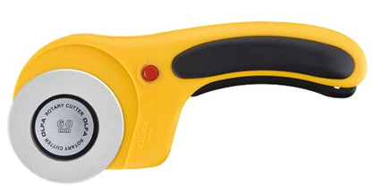 OLFA 60mm Ergonomic Squeeze-Handle Rotary Cutter (RTY-3/DX) - 12-Layer | 60mm endurance tungsten steel, squeeze trigger auto-retract - Heavy-duty fabric cutting - Quilters and Crafters
