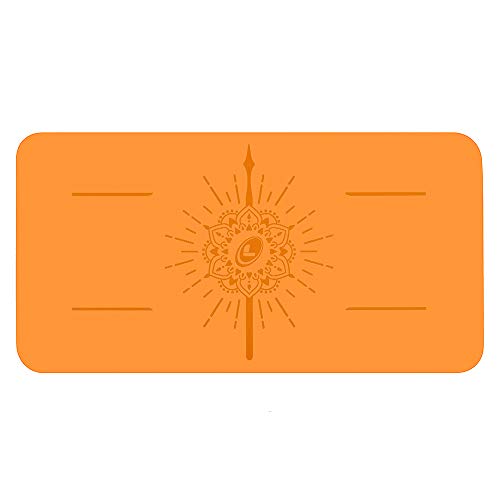 Liforme Yoga Pad - Revolutionary Alignment System, Advanced Non-Slip Grip | Eco-friendly, Non-Toxic, Sweat-Resistant, 4.2mm thick pad for knee, elbow and hand support during Yoga, Free Yoga Bag - color: Orange