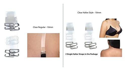DIVA'S Clear Bra Straps Adjustable Multiple Sizes - size: 15mm Width - 3 Pairs