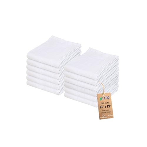 Dish Cloths Cotton| Kitchen Wash Cloth | Shop Towels Absorbent and Lint Free Flour Sack| Dishcloths for Kitchen Washing Dishes| Thick Absorbent Quick Dry Dish Rags | 12 Pack 13"x13" Natural - color: Natural, size: 13"x13"-Pack of 12
