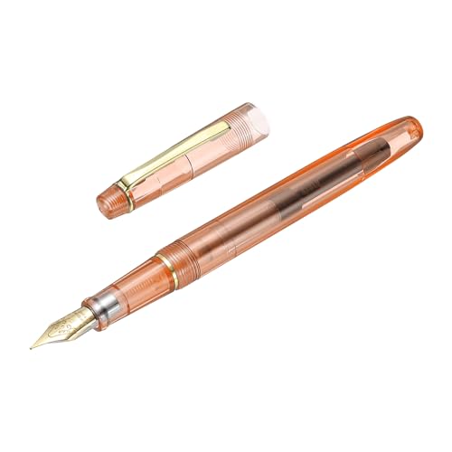 PATIKIL Fountain Pen Medium Nib, Fountain Pen Barrel Handcrafted Pen for Professional Office Journaling Gifts, Transparent Orange - color: Transparent Orange