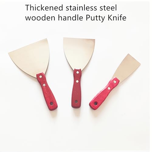 5Pcs Putty Knife Scrapers Stainless steel spatula Tool set，with a comfortable wooden handle，for Scrapering,Drywall Repairs and Spreading，Taping Drywall Wall Painting (Mixed pack2",3",4",5",6") - color: Mixed Pack2",3",4",5",6"