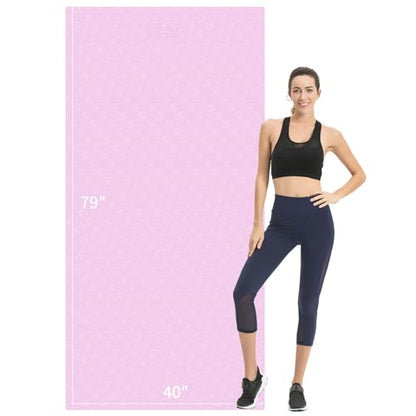 Hatha Yoga Extra Long TPE Yoga Mat 79" x 40" x 1/2" Thick Non-slip Exercise Mat for Home Gym Use, Yoga, Pilates, Fitness & Workouts - color: Pink