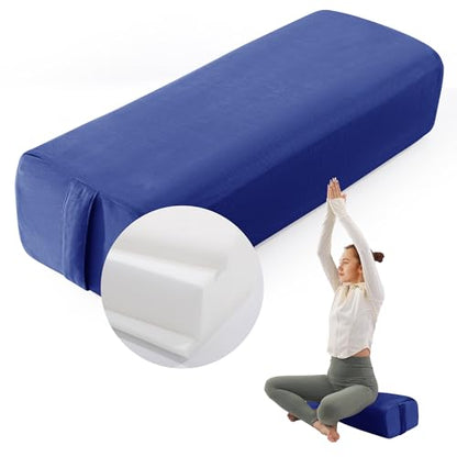 MABOZOO Yoga Bolster Pillow, Triple-Layer Sponge Rectangular Yoga Bolster with Carry Handle Meditation Pillow with Washable Cover for Restorative, Meditation - color: Blue