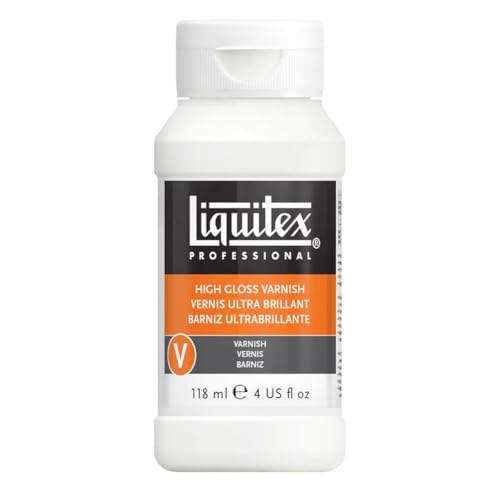 Liquitex Professional High Gloss Varnish, 118ml (4-oz) | 100% Acrylic Polymer Varnish High Gloss Sheen, Protects & Resists Dirt Retention, Increases Brightness, Resists Discoloration - color: High Gloss, style: 4-oz