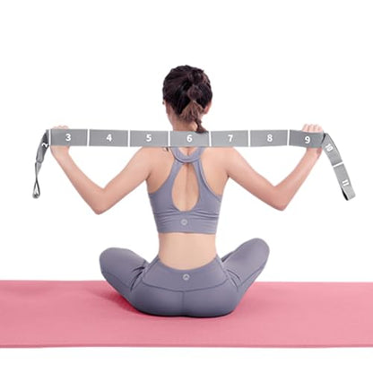 11 Loops Stretch band - Yoga, Pilates, Ballet, and Physical Therapy Stretching strap for Flexibility, Leg Stretching, and Exercise - Durable Stretching equipment for Dance and Fitness - color: 11 Grids-Grey