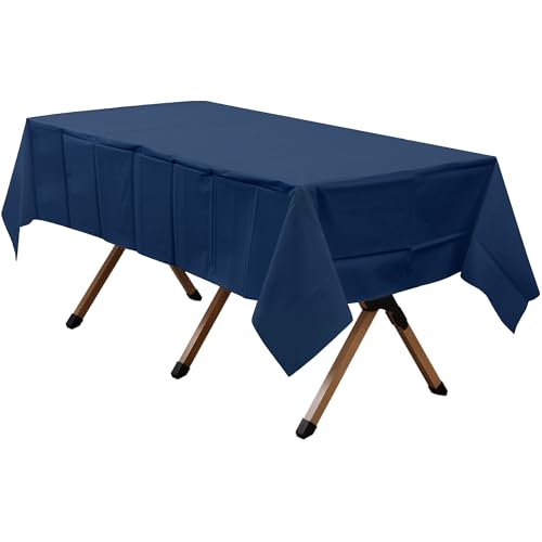 2 Pack Navy Blue Premium Plastic Tablecloth Rectangle 54 x 108 Inches Reusable Midnight Marine Blue Decorative Table Cover for Dining, Wedding, Party, Indoor and Outdoor use - color: A04 Navy Blue, size: Rectangle 54"x108"