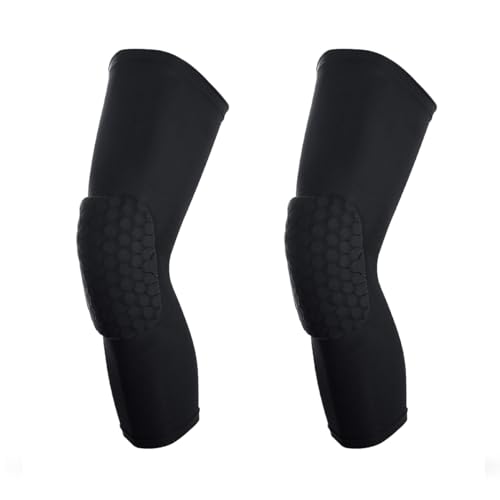 SUJAYU Basketball Knee Pads, 2 Pack Honeycomb Anti Collision Leg Compression Sleeves, Sports Sleeves for Wrestling Football Volleyball Soccer Skating (Small, Black) - color: Black, size: Small