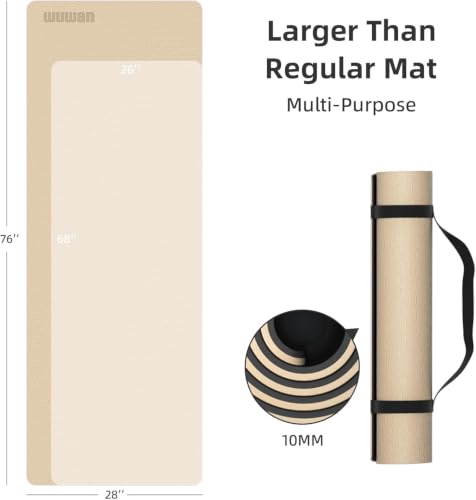 10mm0.4"TPE Yoga Mat Thick Wide Large for Home Workout Carrying Strap - color: beige