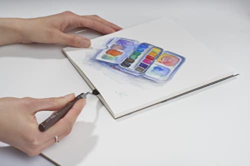 100% Cotton Watercolor Paper Block 140 lb - 12x12 in Cold Pressed 20 Sheets | Professional Grade Water Color Paper, Acid-Free Archival, Dual Texture Surfaces, Warp-Free Block Binding, Gouache & Wet-Media - size: 12"x12" Square 12