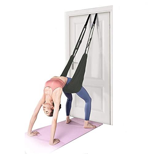 Fitness Yoga Stretching Strap, Adjustable Leg Stretcher Back Bend Assist Trainer, Improve Leg Waist Back Flexibility Home Gym Equipment for Rehab Pilates Ballet Cheerleading Splits Gymnastics - color: black