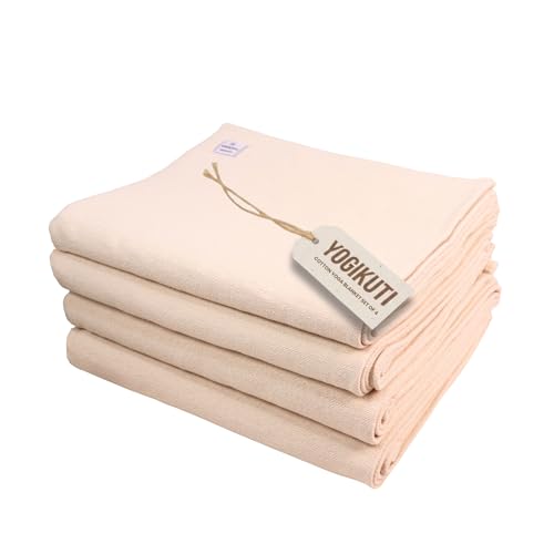Yogikuti Iyengar Yoga Blanket Set of Four – Thick Handwoven Cotton Blankets for Restorative Yoga, Meditation and Pranayama – Supportive Yoga Prop for Comfort, Alignment and Deep Relaxation - (White) - color: White