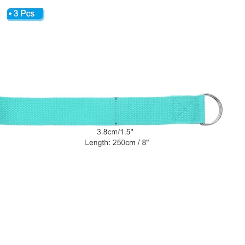 PATIKIL Yoga Strap for Stretching Cotton Yoga Belt with Adjustable Metal D-Ring Buckle Stretch Band for Fitness Pilates - color: Lake Green