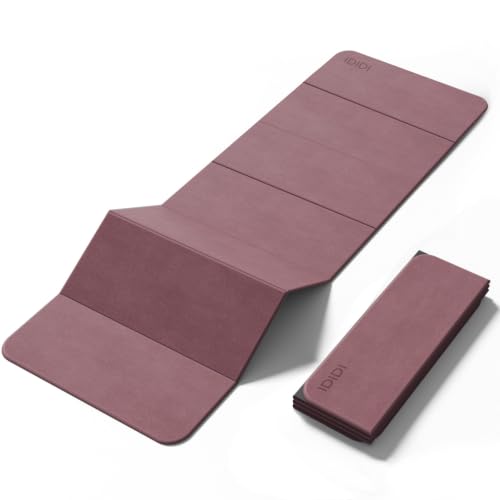 Foldable Yoga Mat 74.8"x26"x0.4"-Suede Surface TPE Material Non Slip Exercise Mat for Women, Extra Thick 1cm Cushioned Pilates Mat for Knee Pain Relief, Portable Fitness Mat for Home Gym - color: Deep Pink