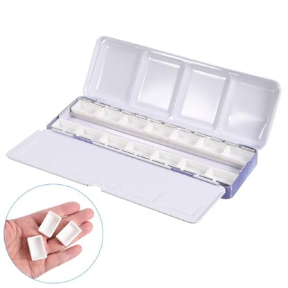 PATIKIL Empty Watercolor Palette, Metal Watercolor Tin with 14pcs Full Pans Paint Case with Lid Paint Box for Travel Gouache Oil Painting, Blue 14 Wells - color: Blue, style: 14 Wells