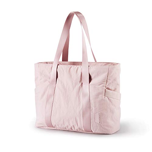 BAGSMART Tote Bag for Women, Tote Bag with Zipper Work Tote with Compartments Nurse Shoulder Hanbag for Travel, Gym - color: Baby Pink, size: Small