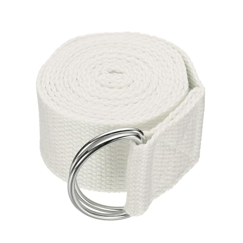 Yoga Strap for Stretching, Athletic Stretch Band with Adjustable Metal D Ring Buckle Yoga Bands - color: White, size: 5.9ft