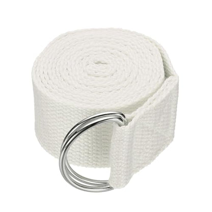 Yoga Strap for Stretching, Athletic Stretch Band with Adjustable Metal D Ring Buckle Yoga Bands - color: White, size: 5.9ft