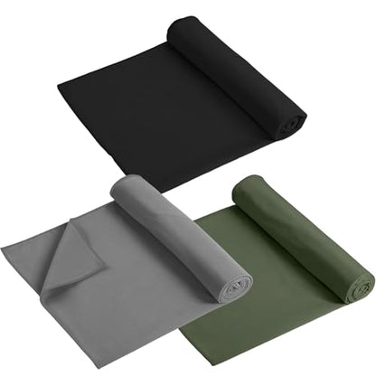 Breling 3 Pack 26"x73" Hot Yoga Mat Towel Pack Non-Slip Yoga Mat Gym Sweat Absorbent Microfiber Towel for Pilates Workout Women Men - color: Black, Gray, Green