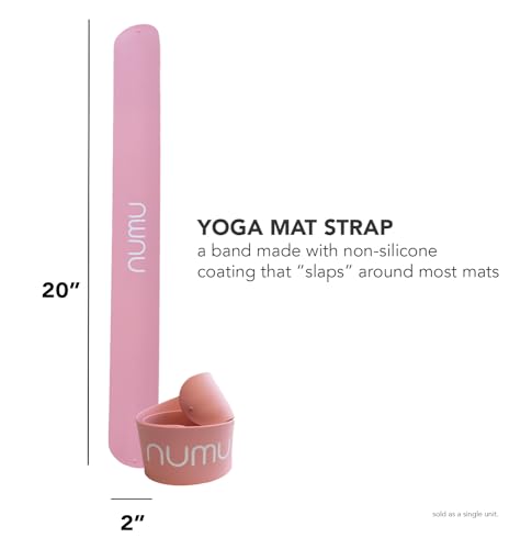 Numu Yoga Mat Strap Slap Band - Easy Snap On to Keep Exercise Mat Tightly Rolled and Secured for Yoga Mat Storage and Travel - color: Pink