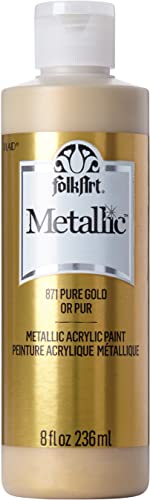 FolkArt Acrylic Paint in Assorted Colors (8 oz), , Pure Gold - color: Pure Gold, size: 8 Fl Oz (Pack of 1)