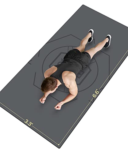 nuveti Large Exercise Mat (6'x 3'), Extra Wide Workout Mat for Men and Women, Yoga Mat Thick 1/4 Exercise Mats Non-Slip, Non-Toxic, Large Fitness Mat Perfect for Barefoot Exercise (Yoga, Pilates, Stretching, Meditation) - color: Grey, size: 78"L x 39"W x