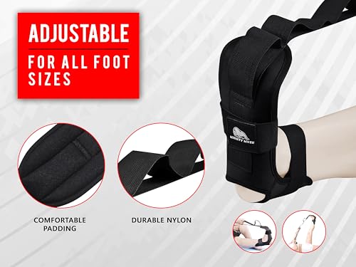 Foot and calf stretcher for planter fasciitis, Heel Spurs, Foot Drop, Achilles Tendinitis, Hamstring Strains, and Calf Muscle Stretching - color: Black